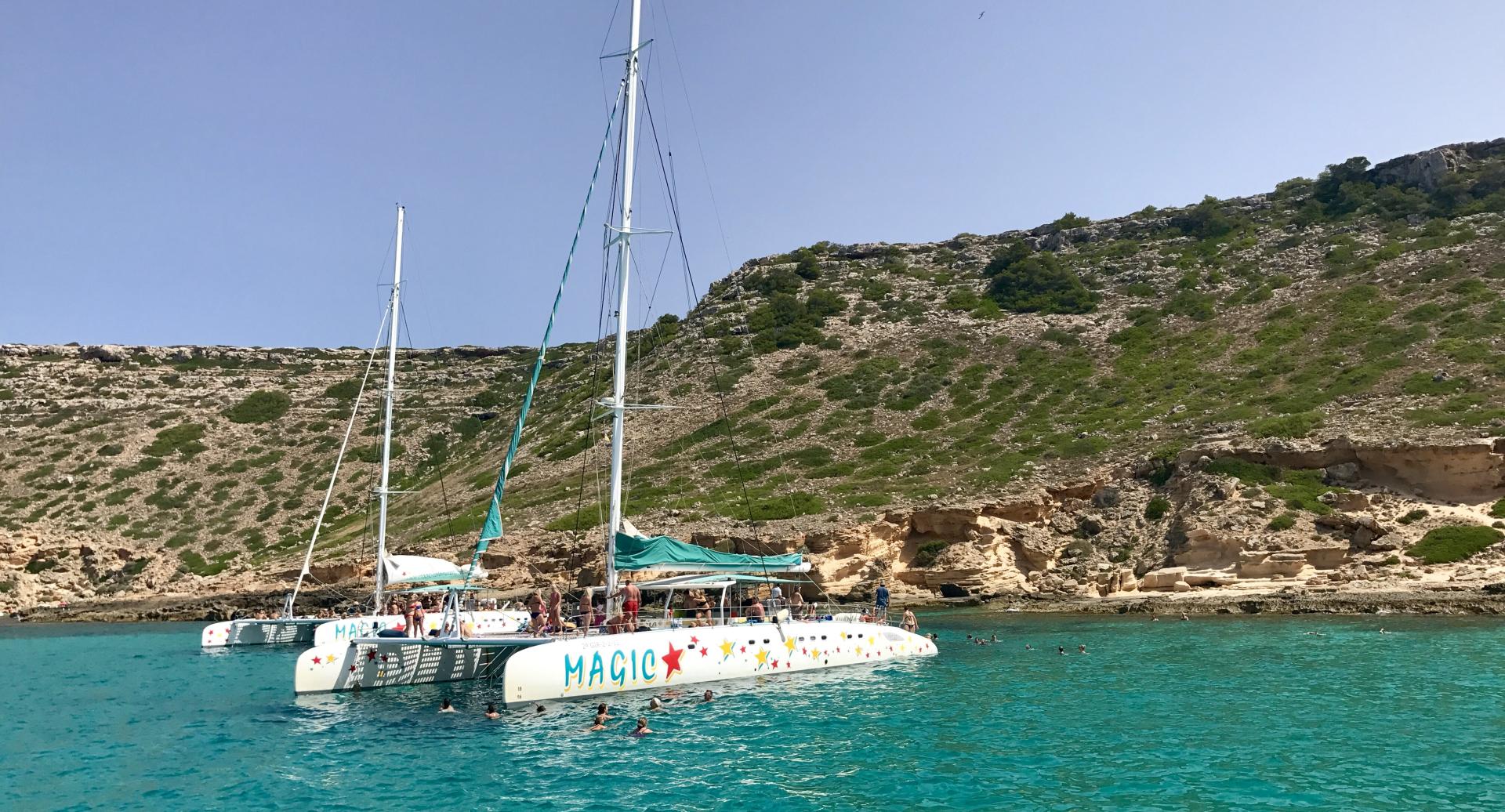 Creuers amb catamarà a la Badia de Palma