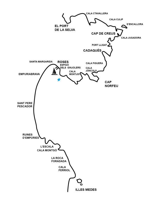 mapa-ruta-roses-sunset-excursiones-magic-catamarans